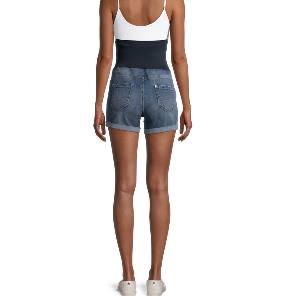 Maternity Denim Shorts with Full Panel - Picture 6 of 6